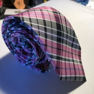 Ben Sherman Pink/Black/Purple Slim Plaid Tie
